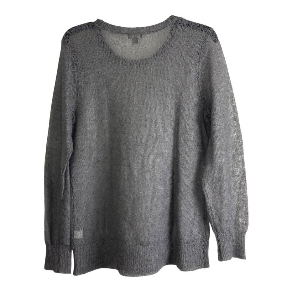 J Jill Womens Sweater Size Medium Gray Long Sleeve Thin Sheer Casual Mohair - Picture 3 of 10